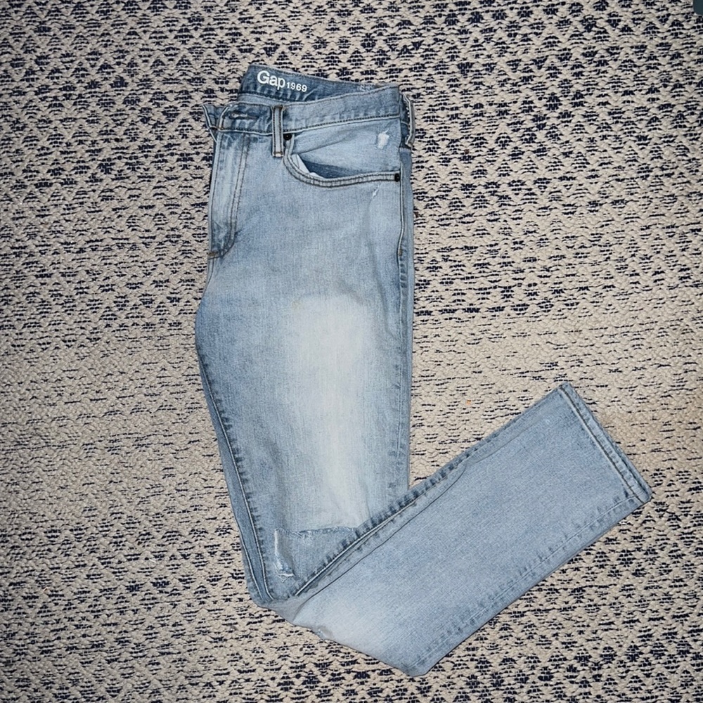 Gap Men’s Skinny Distressed Patchwork Denim Jeans | Size 33x32